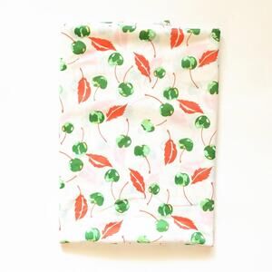 1970s Vintage Knit Fabric with Red Cherries - Nylon Tricot - Groovy Print